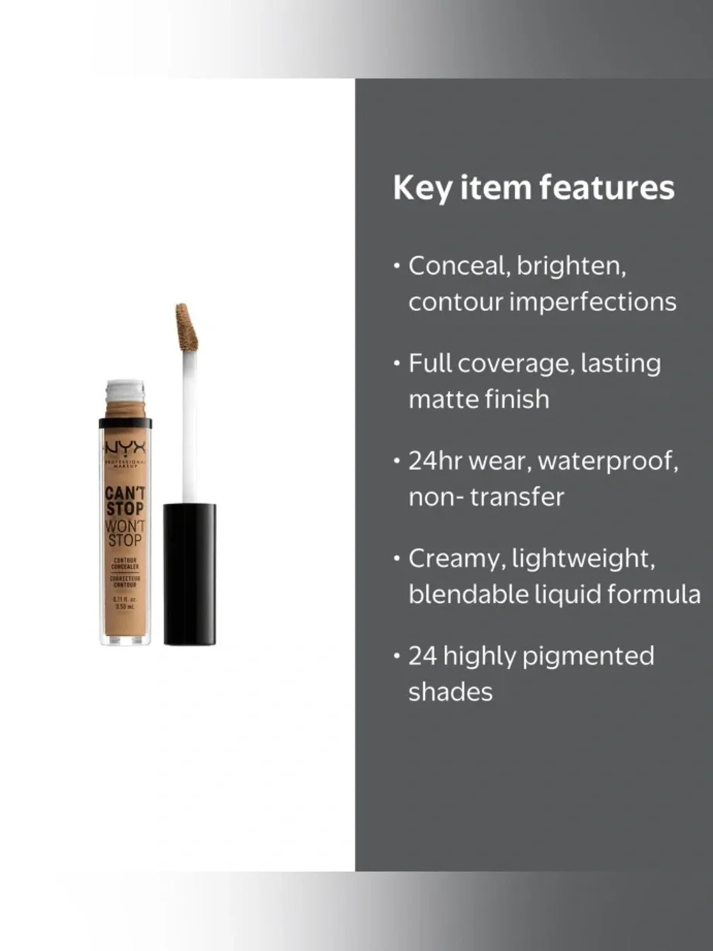 NYX Can't Stop Won't Stop Full Coverage Concealer - Golden, NEW